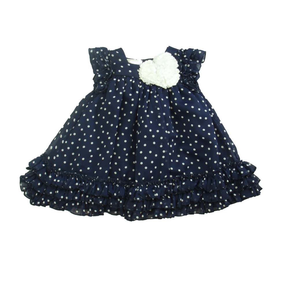 Pippa & Julie Girls Blue | White | Polka Dots Dress size: 12 Months